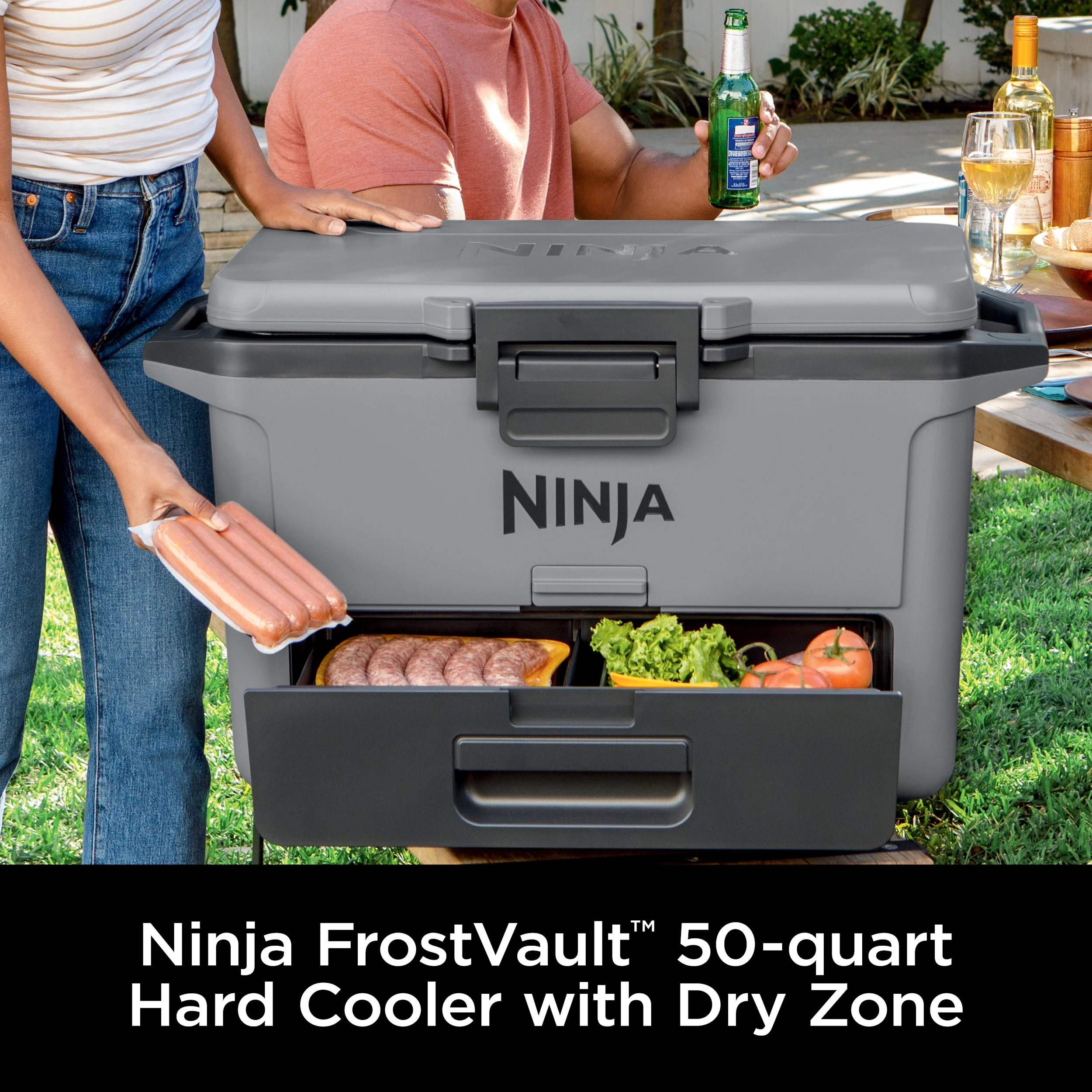 FrostVault 50qt Hard Cooler with Dry Zone, Gray, FB151GY(Gray) - Image 2