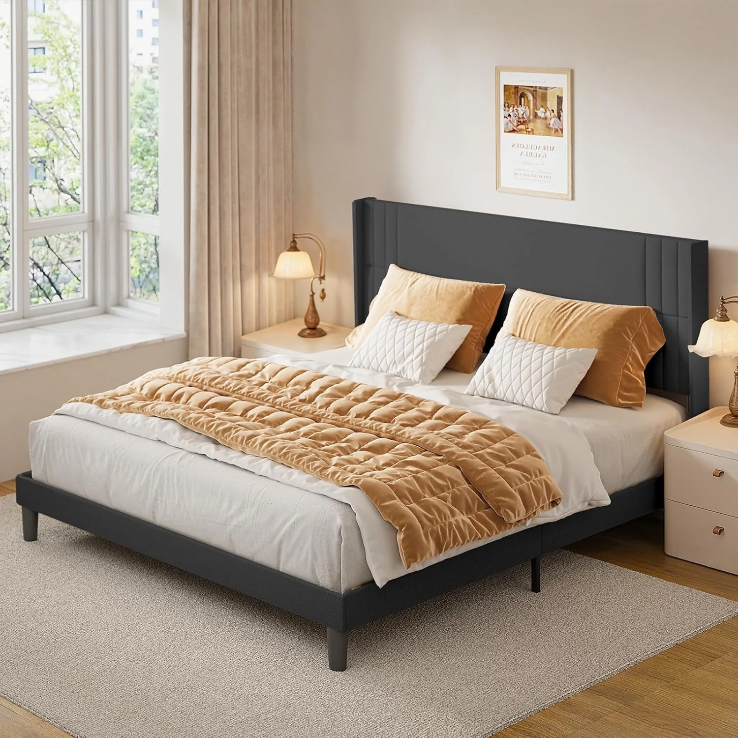 King Bedroom Furniture Set Includes One King Bed Frame, Two Nightstands and 2 Dressers for Modern Home Decor - Image 5