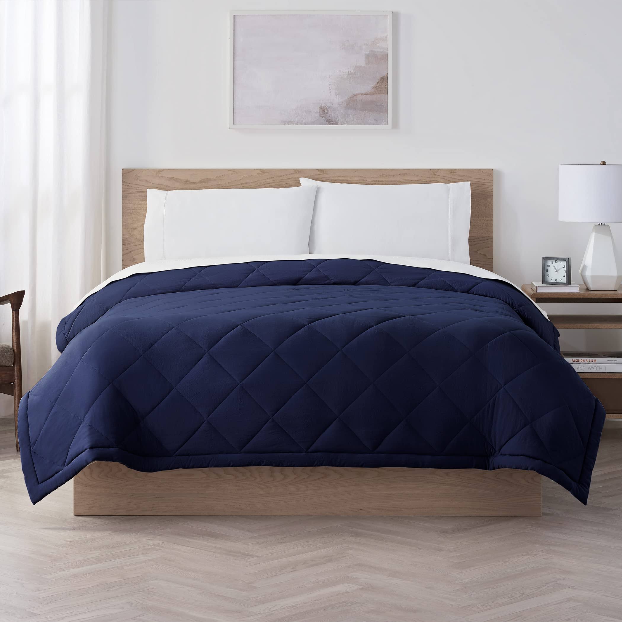 Serta Supersoft Washed Cooling Blanket - Navy - King