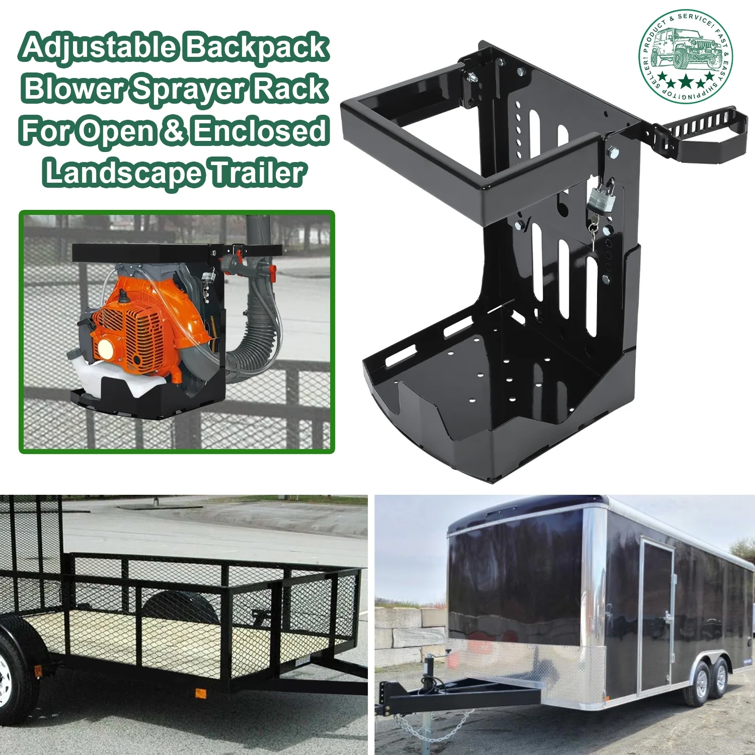 Backpack Blower Rack Holder with Lock Fit for Backpack Leaf Blowers Fit for Open and Enclosed Landscape Trailer Truck Adjustable - Image 5