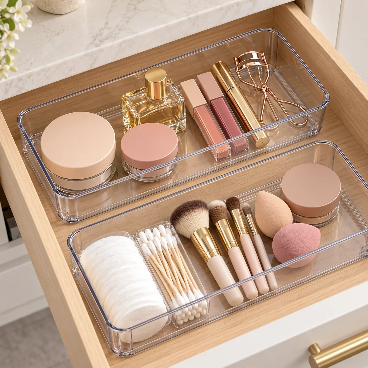 Clear Rectangular Drawer Organizer Trays, 2-Pack