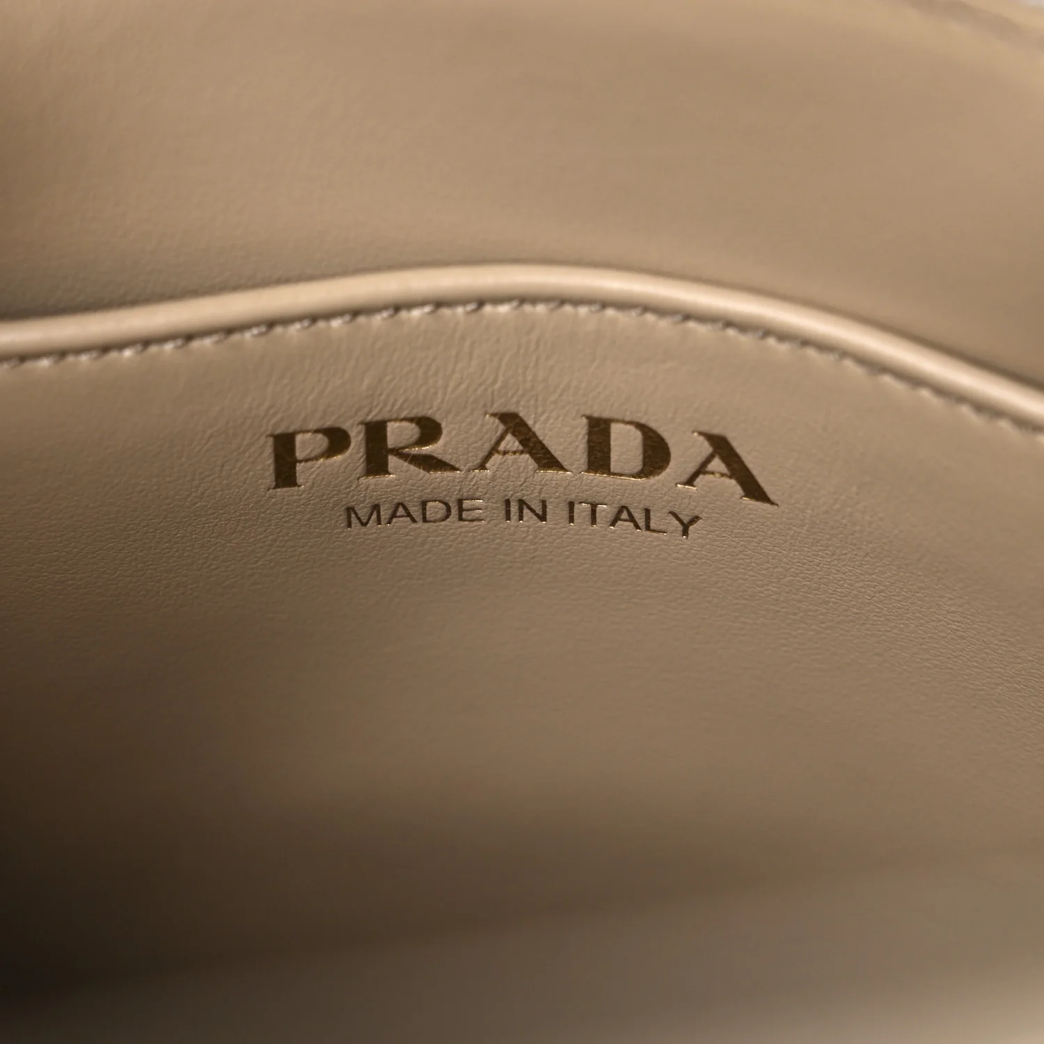Jacquard Saffiano Triangolo Symbole Embroidered Micro Tote Corda Talco