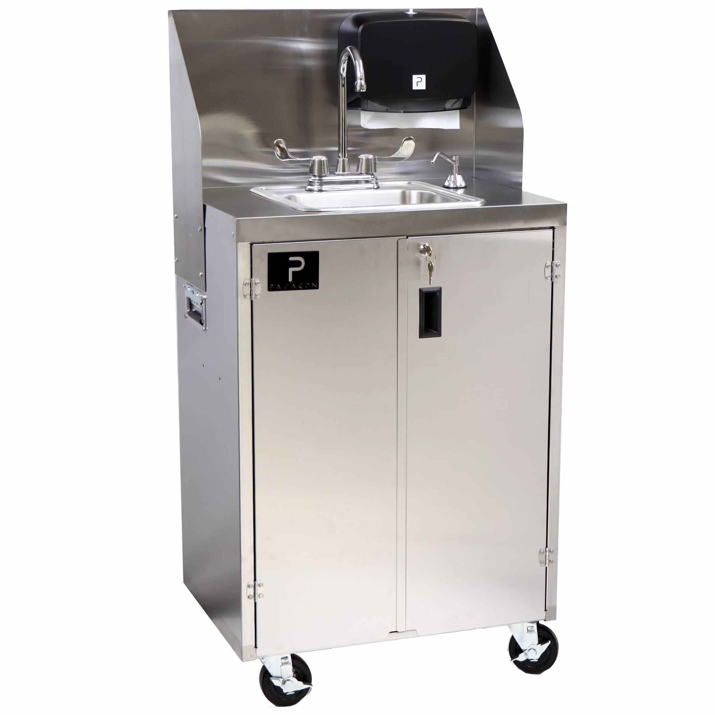 Electric Portable Sink, with Hot Water Heater and Pump Movable Steel Hand Washing Sink