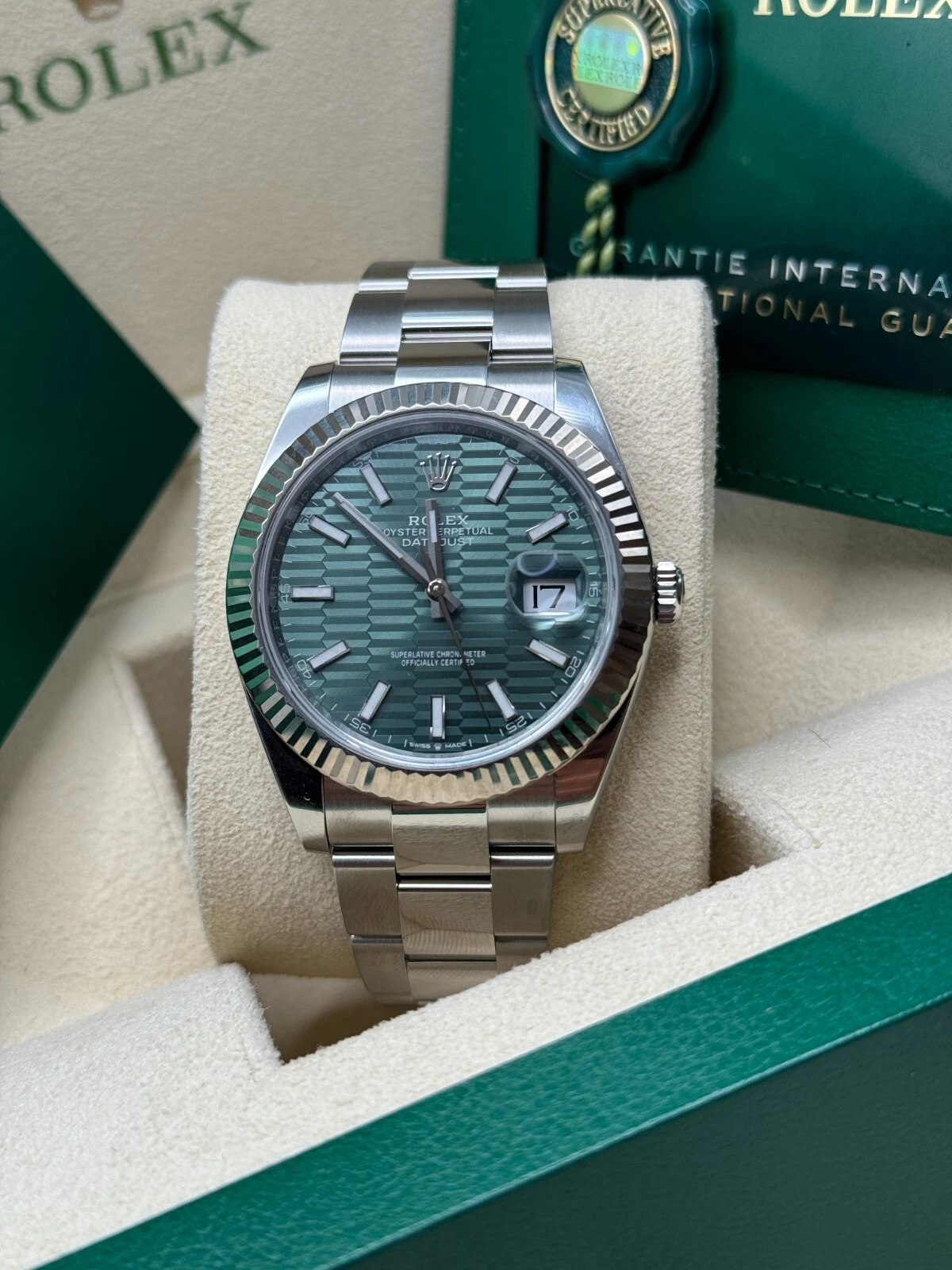 [Super Clone]RLX  Datejust 41mm 126334-0029 Mint Green Fluted Motif Dial Oyster Bracelet