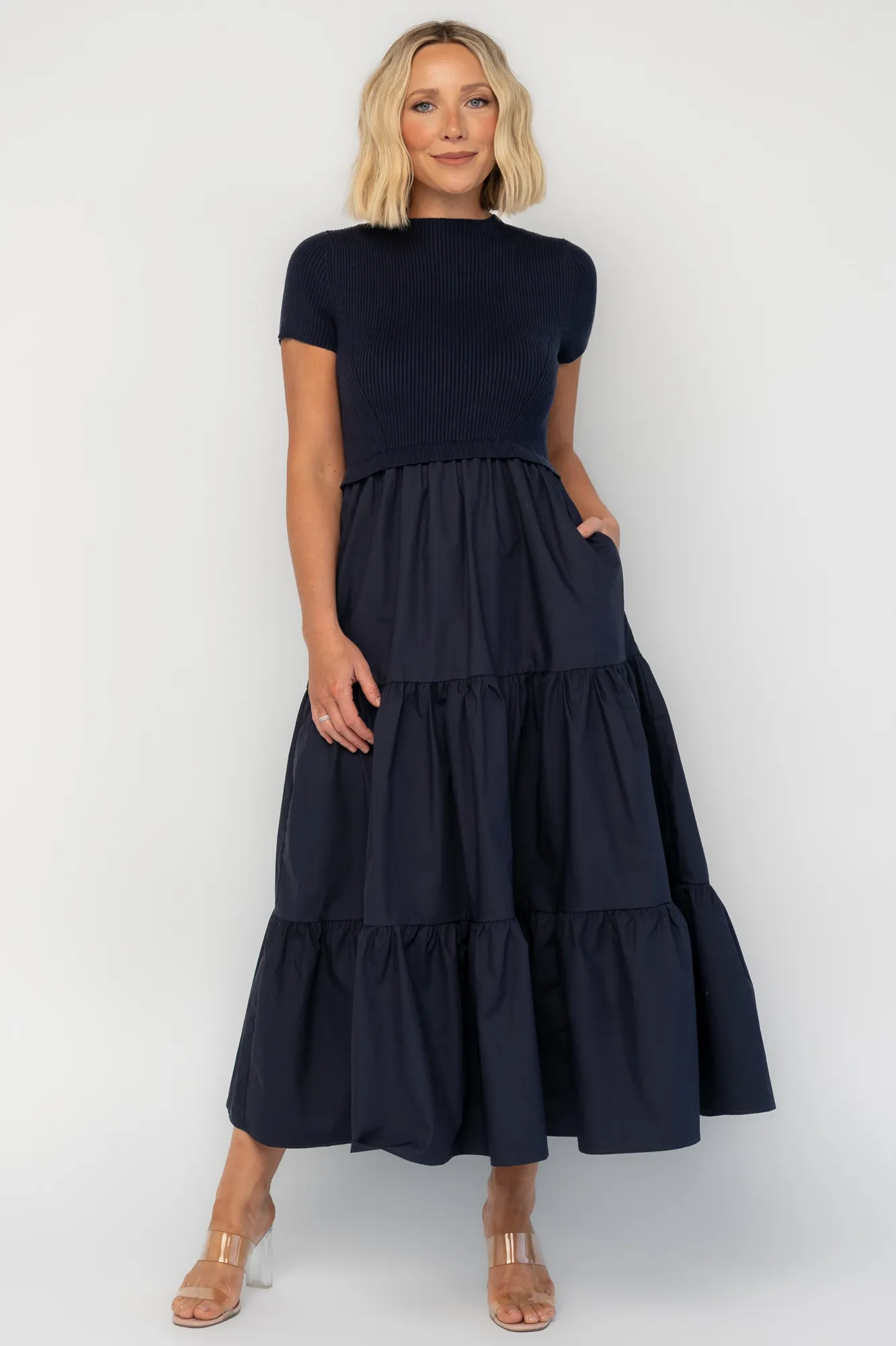 Devotion Tiered Dress | Navy