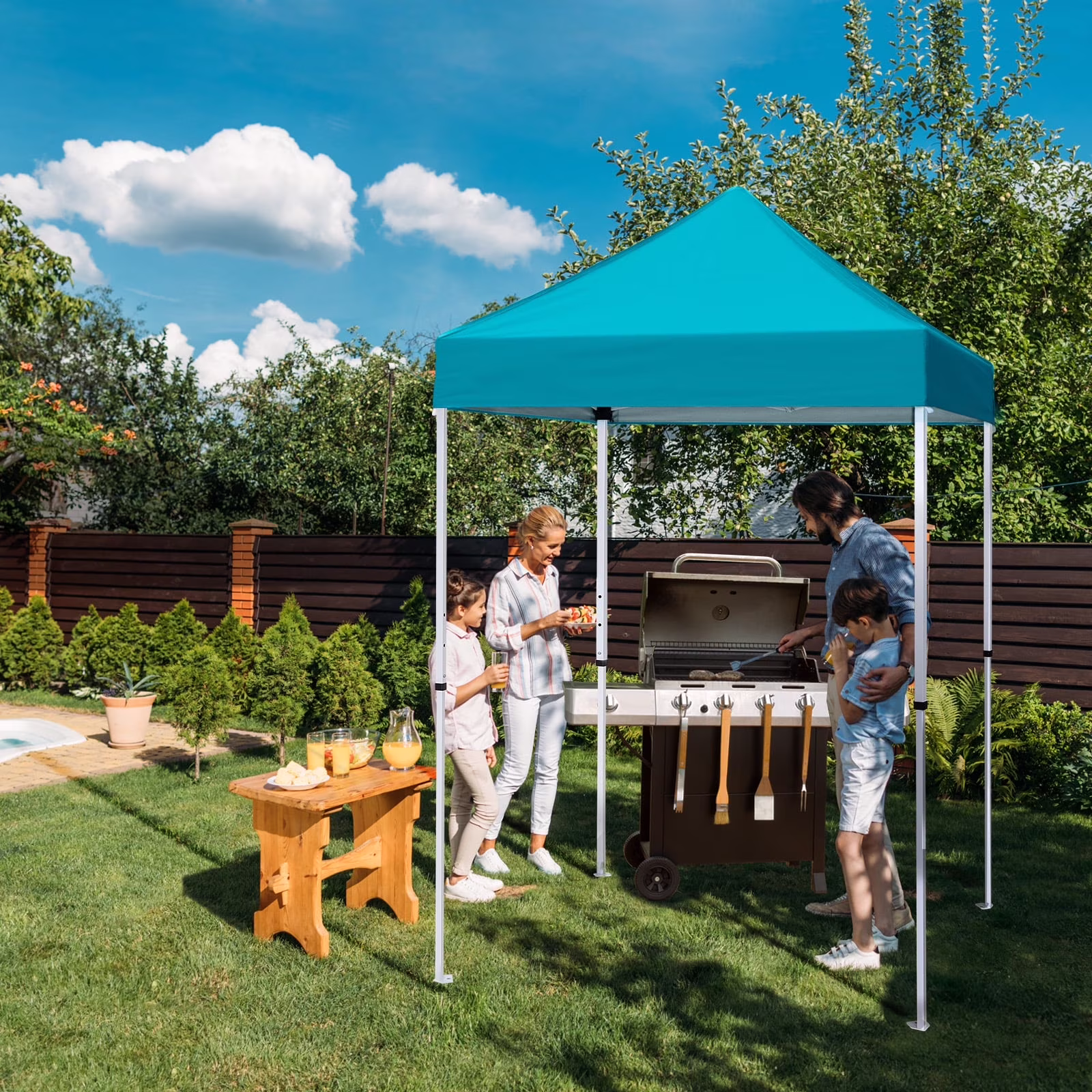 5x5 Pop Up Canopy Tent Instant Outdoor Canopy Easy Set up Straight Leg Folding Shelter(Blue)(Blue) Image 7