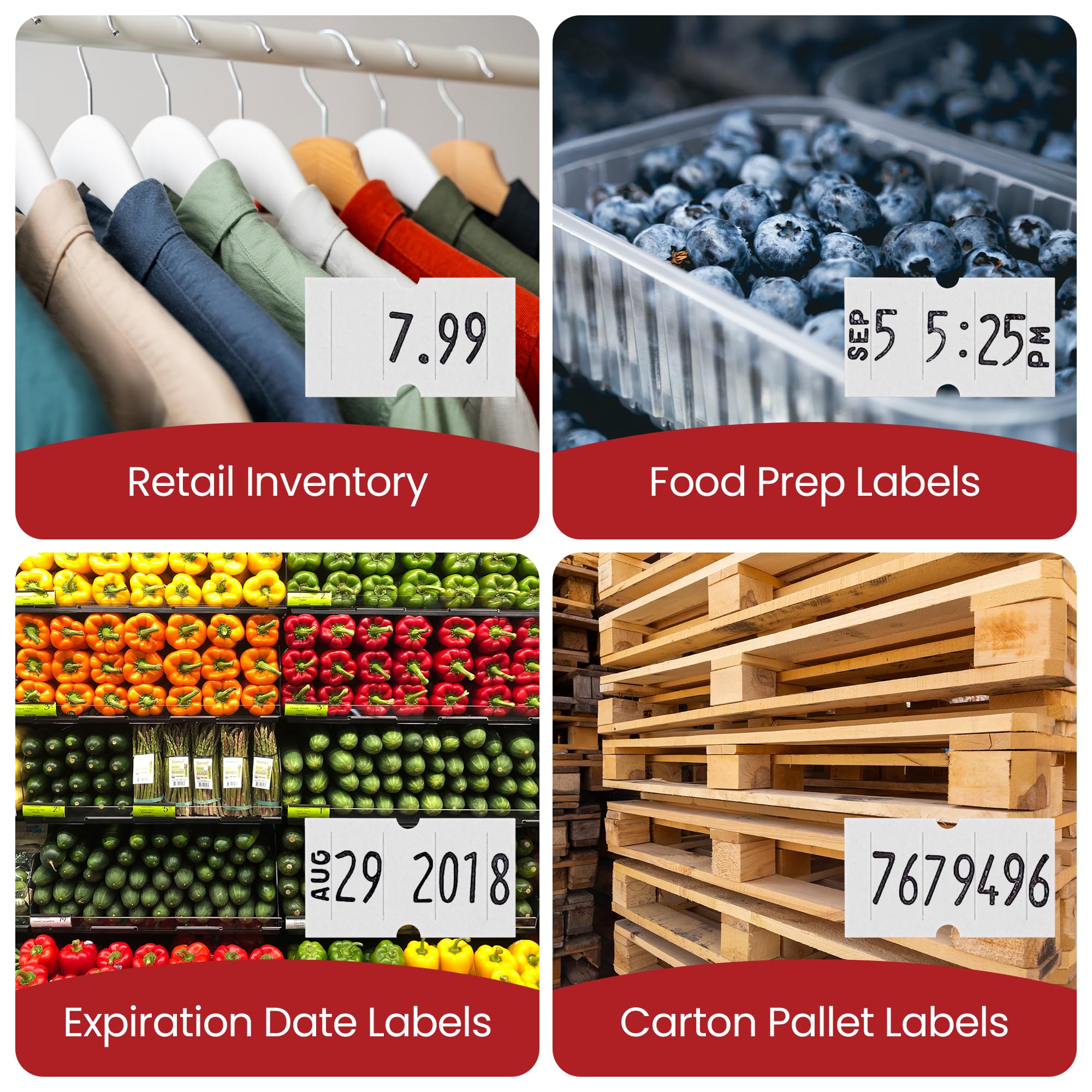 1 Line Date Label Gun Kit, Includes 8 Digits Date Gun Labeler, 10,000 Plain White Labels, and Preloaded Inker