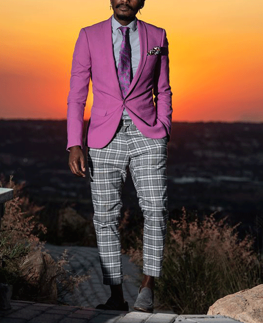 Blazer violet uni à simple boutonnage et revers châle