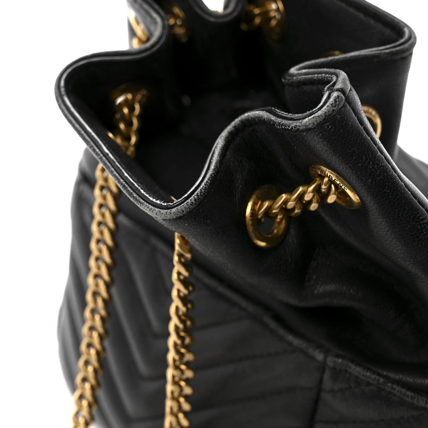 Lambskin Matelasse Monogram Joe Nano Bucket Bag Black