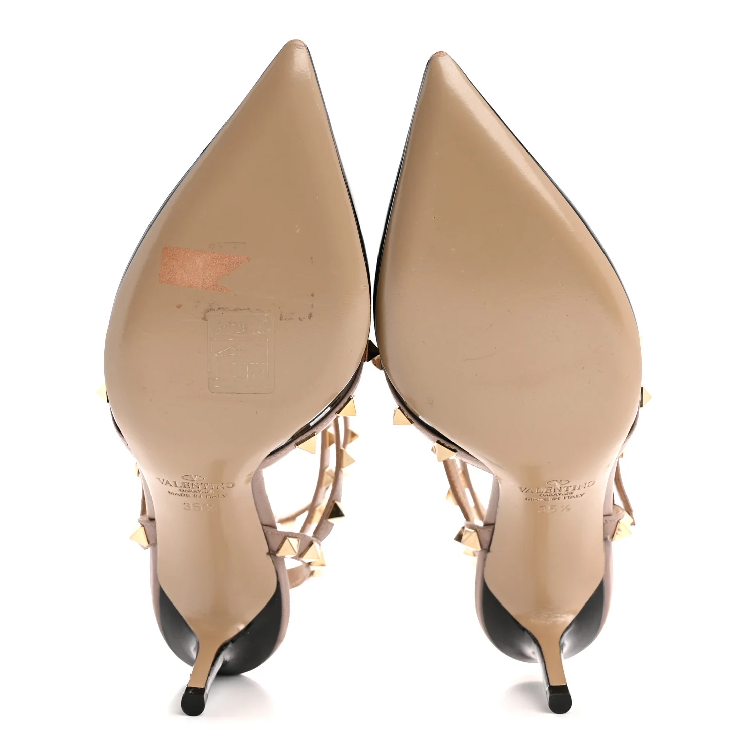 Patent Nappa Rockstud Ankle Strap 65mm Pumps 35.5 Black Poudre