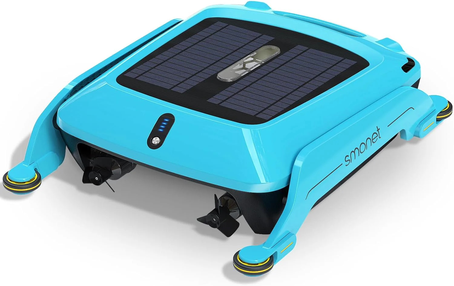 Robotic Solar Pool Skimmer: SR5 Automatic Pool Robot Cordless Solar Powered Pool Skimmer Cleaner for Pool Surface with Dual Charging Options Obstacle Avoidance Saltwater Compatibility Blue