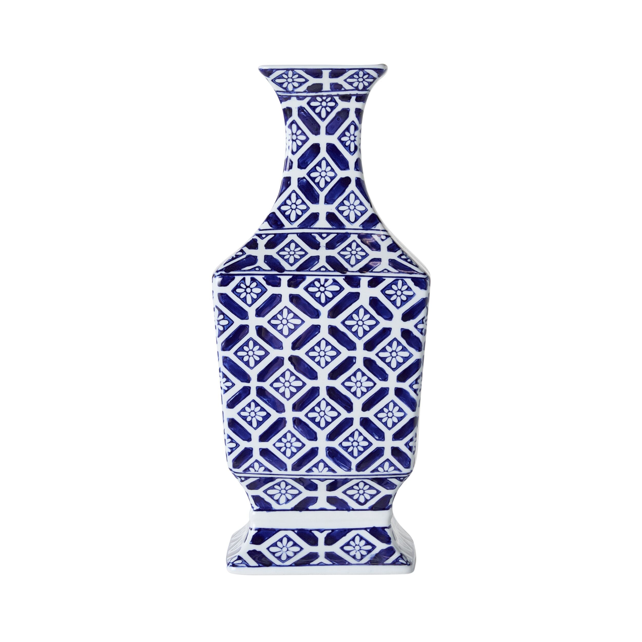 Celadon Daisy Tile Trumpet Vase