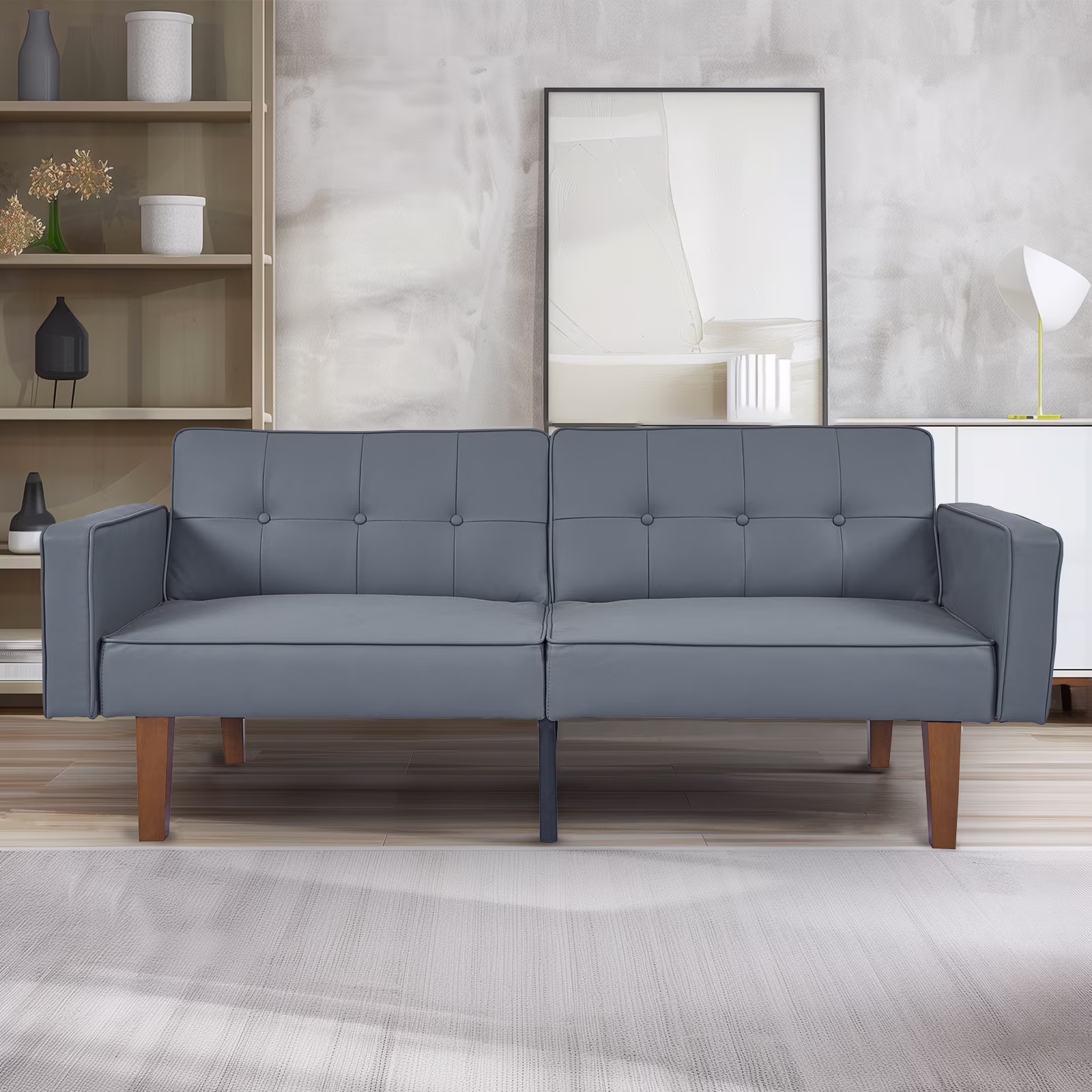 Sofa Bed, Convertible Memory Foam Futon Couch, Adjustable Sleeper Sofa Bed for Living Room, Gray(Gray1) - Image 5