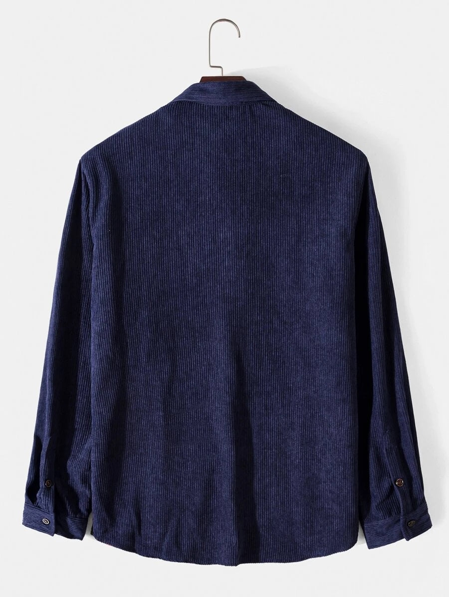 Chemise en velours côtelé à empiècements colorés