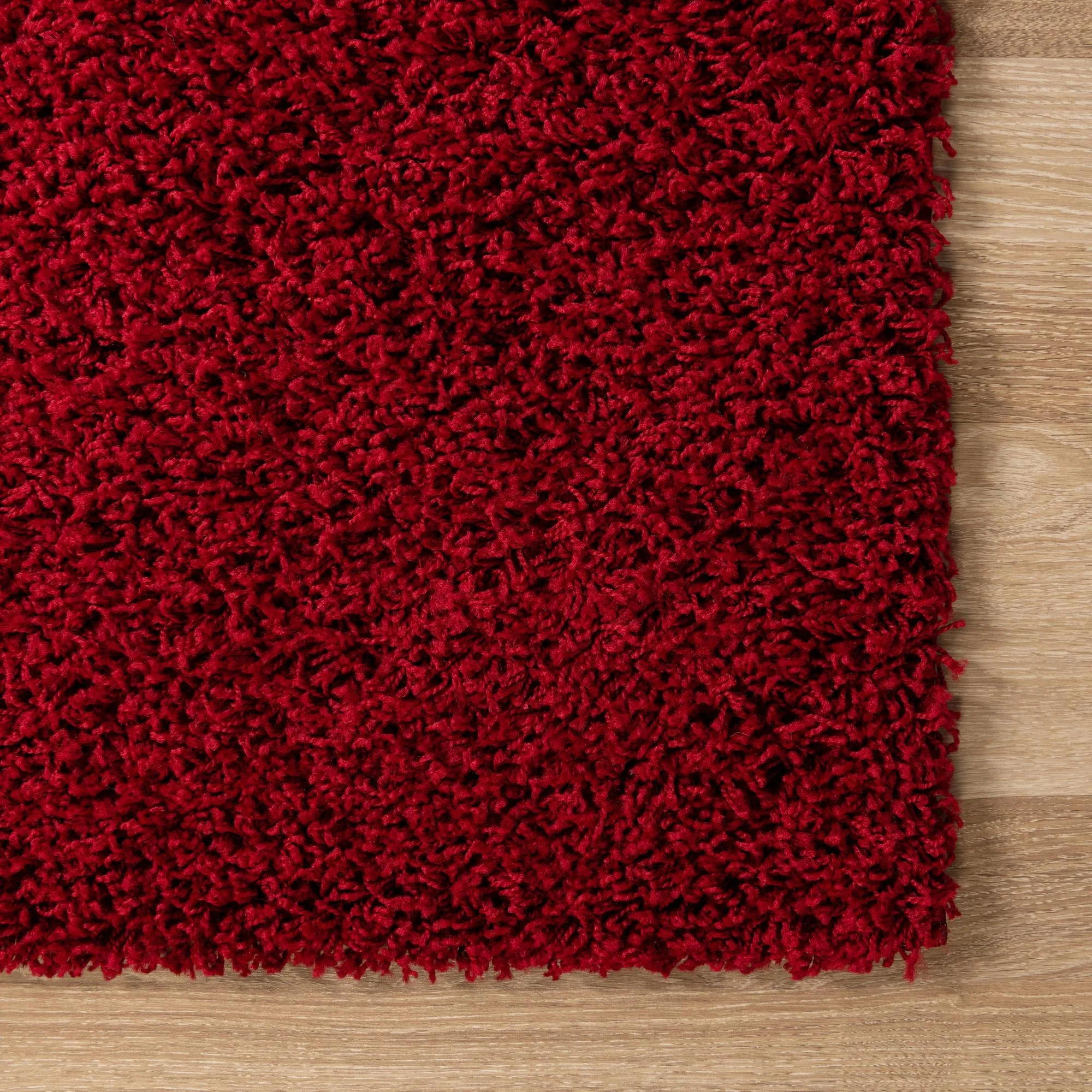 Solid Shag Collection Rug �C 13 Ft Runner Cherry Red Shag Rug Perfect For Hallways, Entryways - Image 6