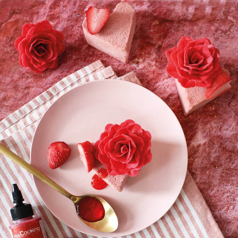 Kakepynt rose 6g 3 stk rød