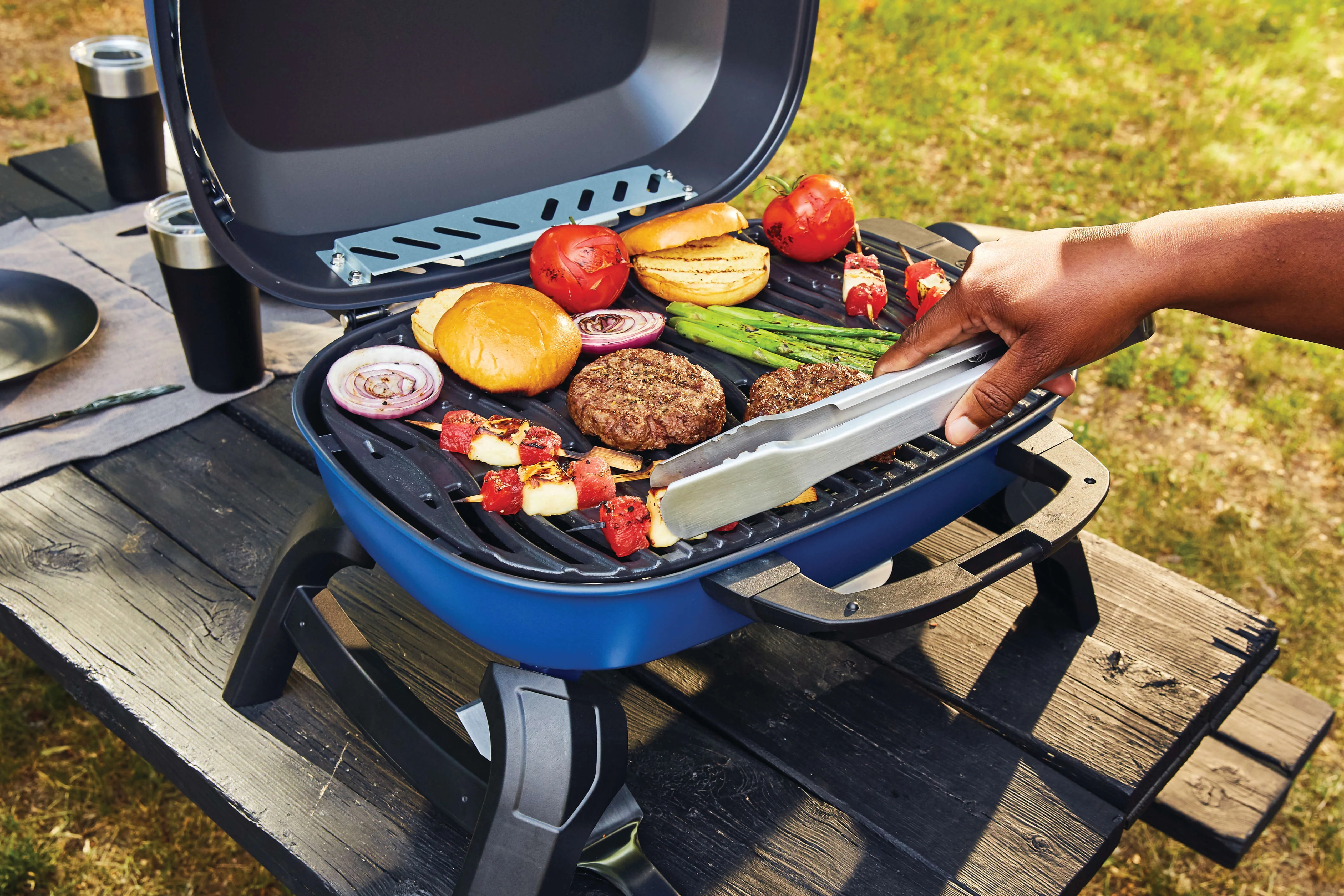 TravelQ 240 1-Burner Portable Propane Gas Grill in Blue(Blue) - Image 2
