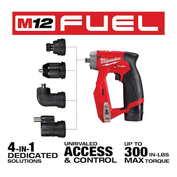 M12 FUEL 12V Lithium-Ion Brushless Cordless 4-in-1 Installation 3/8 in. Drill Driver Kit with 4-Tool Heads - Image 2