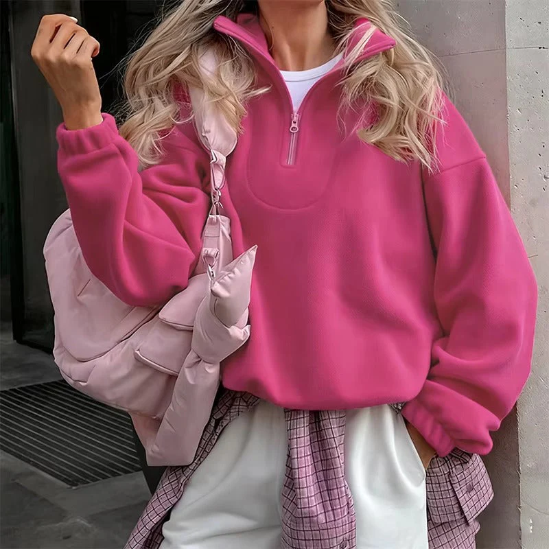 Sweat à capuche rose pâle pour femme