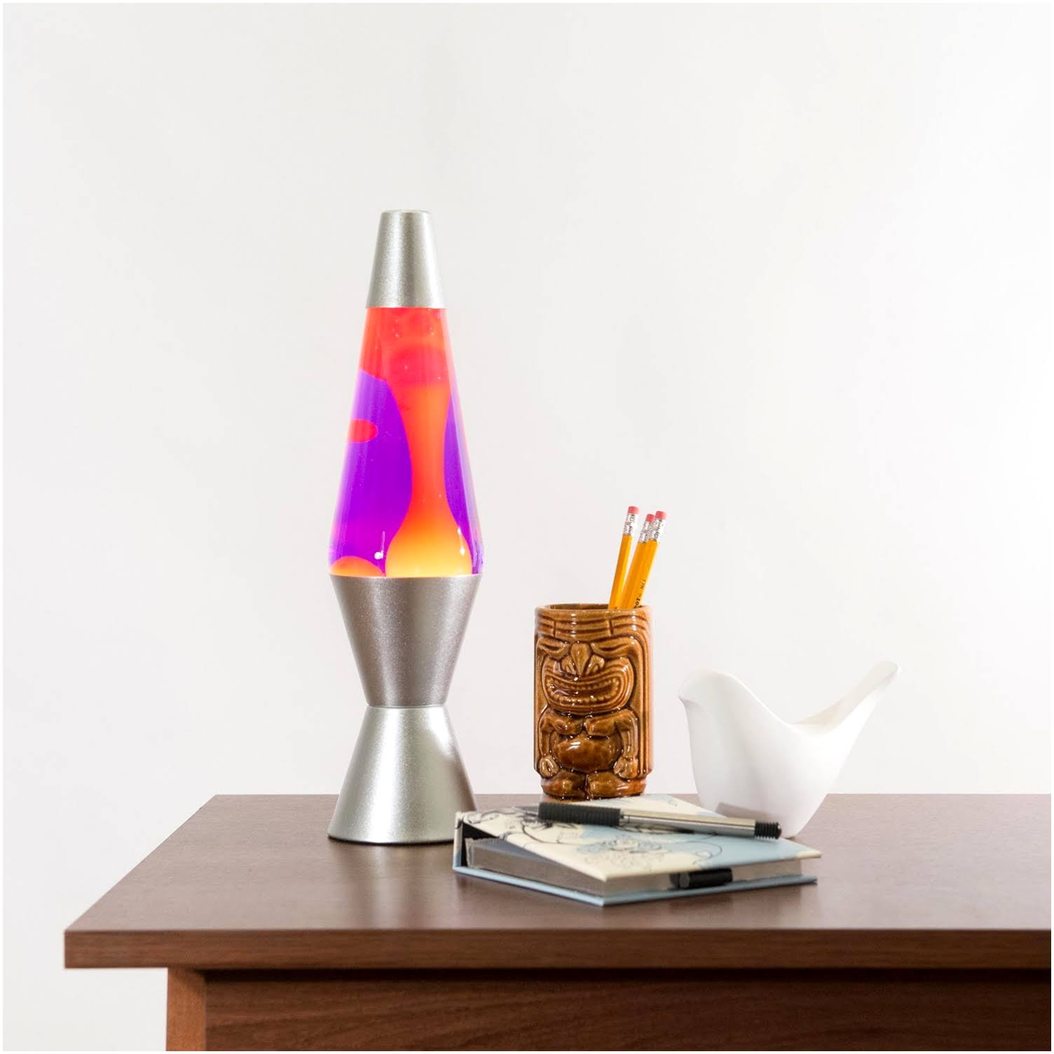Lava Lite Classic Motion Lava Lamp, Yellow/Purple/Silver