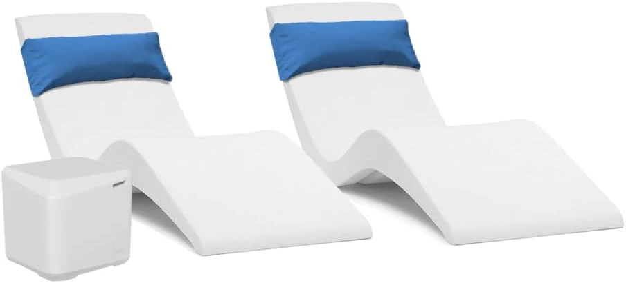 Chaise longue de piscine blanche classique – Conçue pour une profondeur d'eau jusqu'à 23 cm – Aqua Outdoors – Lot de 2 – Compatible avec tous types de piscines – Idéale pour bronzer au bord de la piscine ou sur la terrasse.