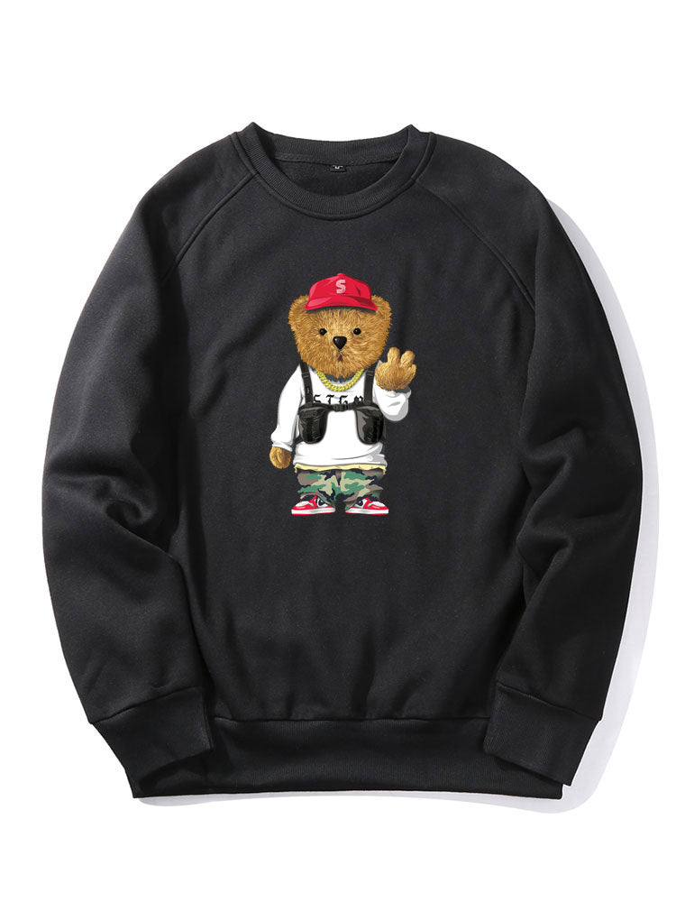Sweat-shirt à imprimé ours de dessin animé