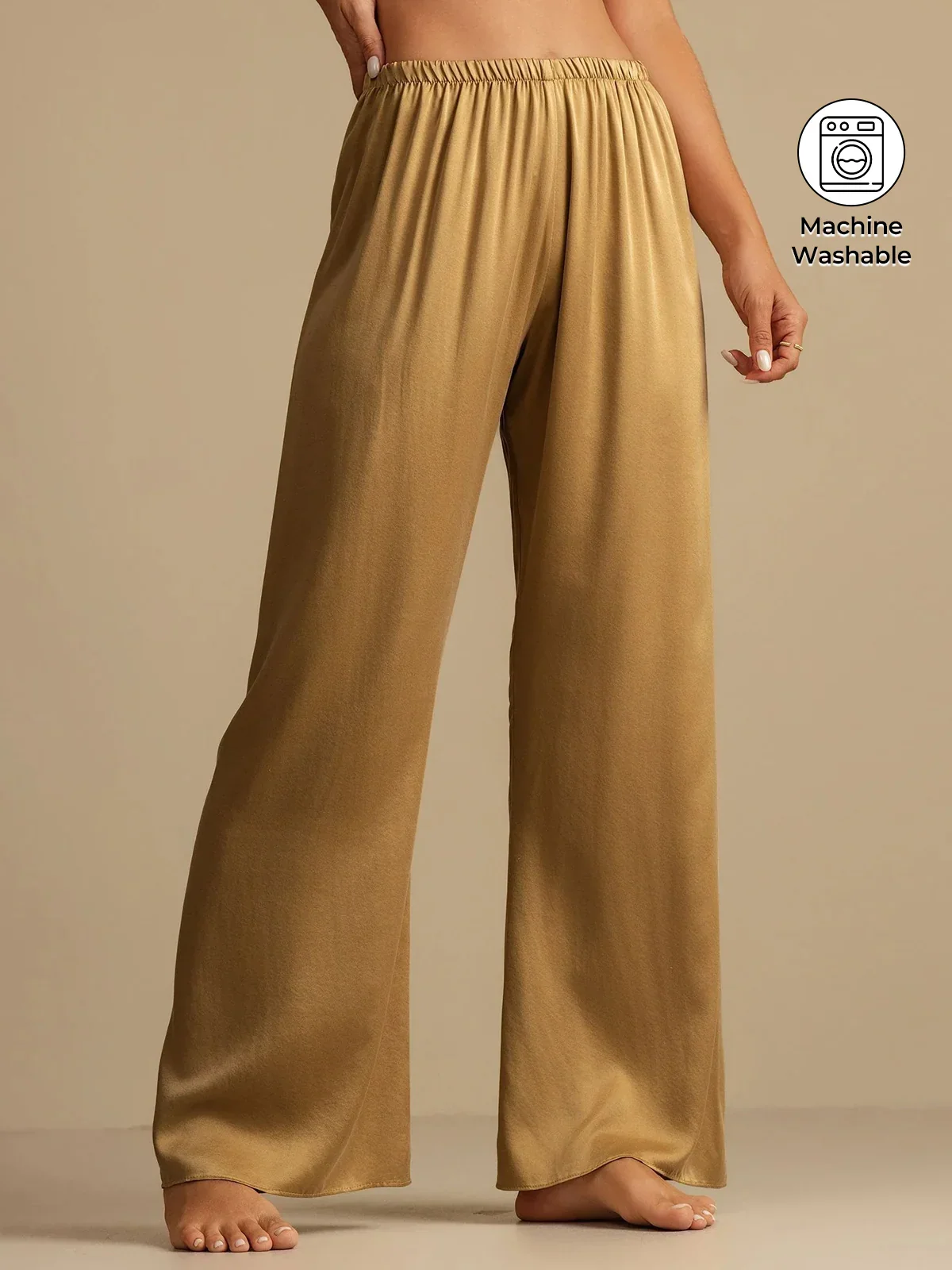 19Momme Washable Silk Wide Leg Women's Sleep Pants with Elastic Waist