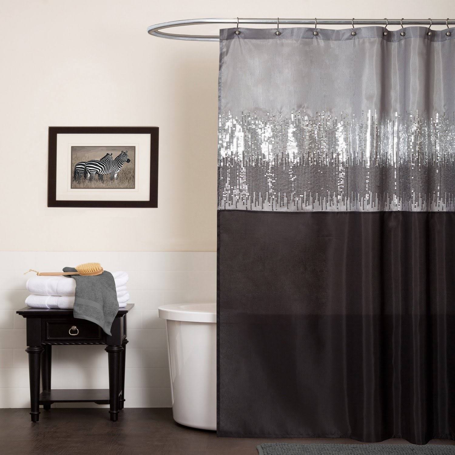 Night Sky Shower Curtain Black/Gray - Lush Decor