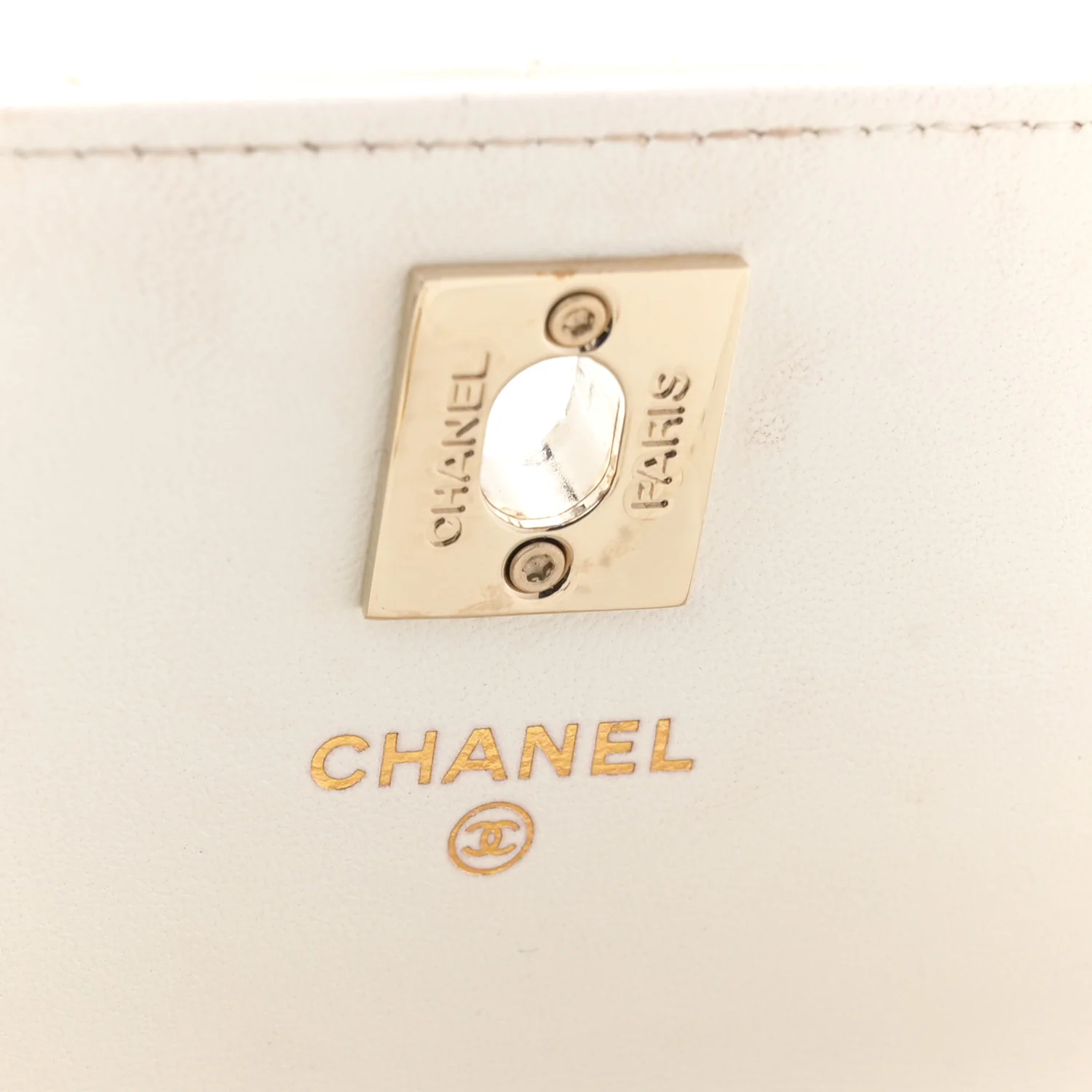 Lambskin Quilted Crystal Top Handle Rectangular Flap White