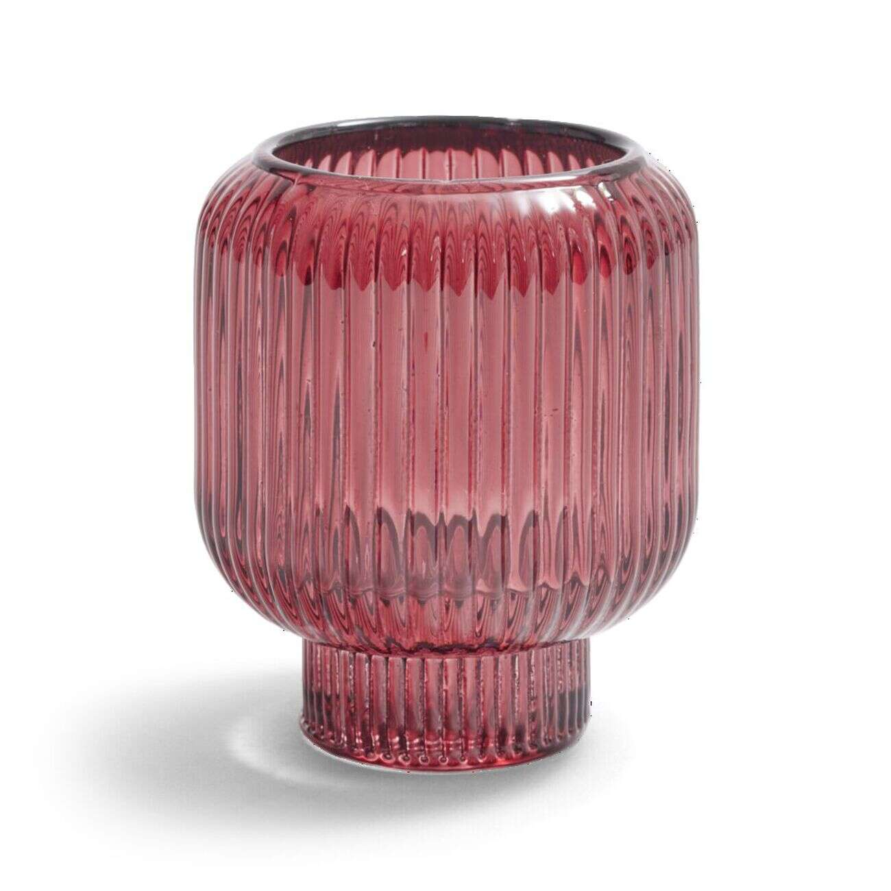 Bougeoir verre double usage rose foncé Ø7xH8,5cm