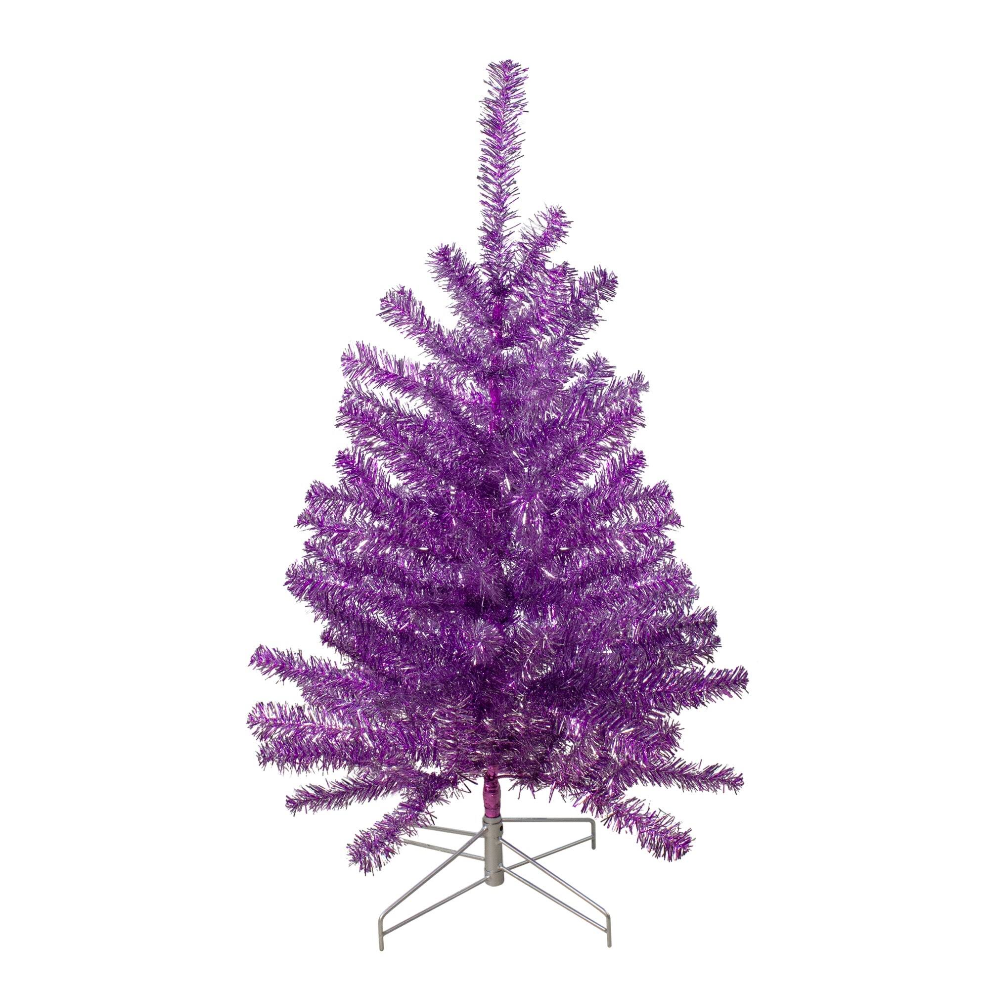 Northlight 3' Metallic Purple Tinsel Artificial Christmas Tree - Unlit