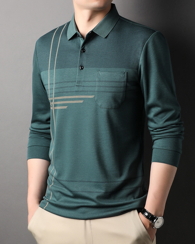 Polo à manches longues pour homme avec poche 001