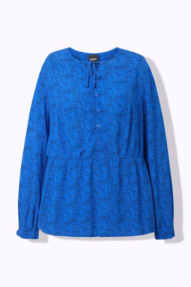 Wave Print Long Sleeve Blouse