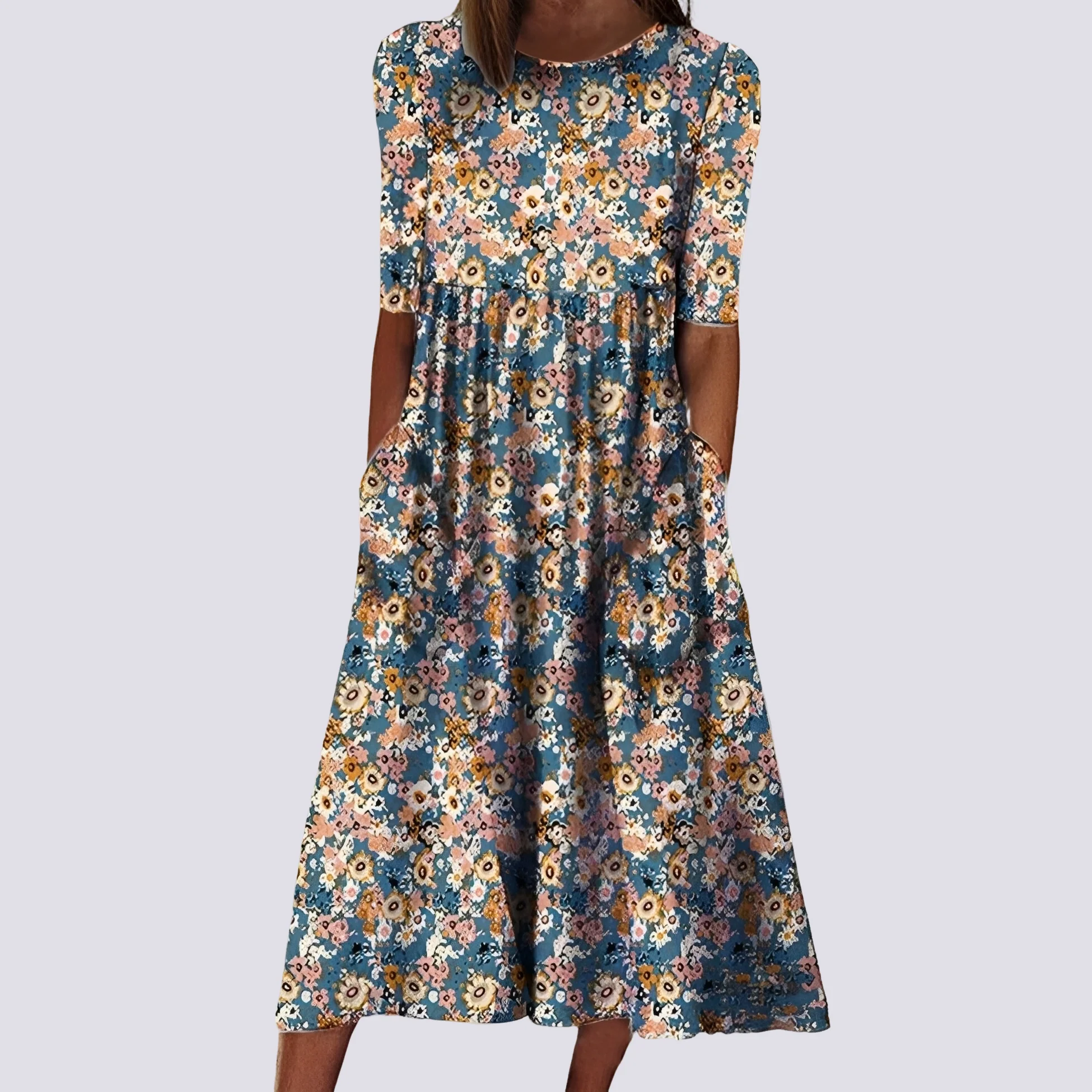 Lucie - Robe longue fleurie élégante