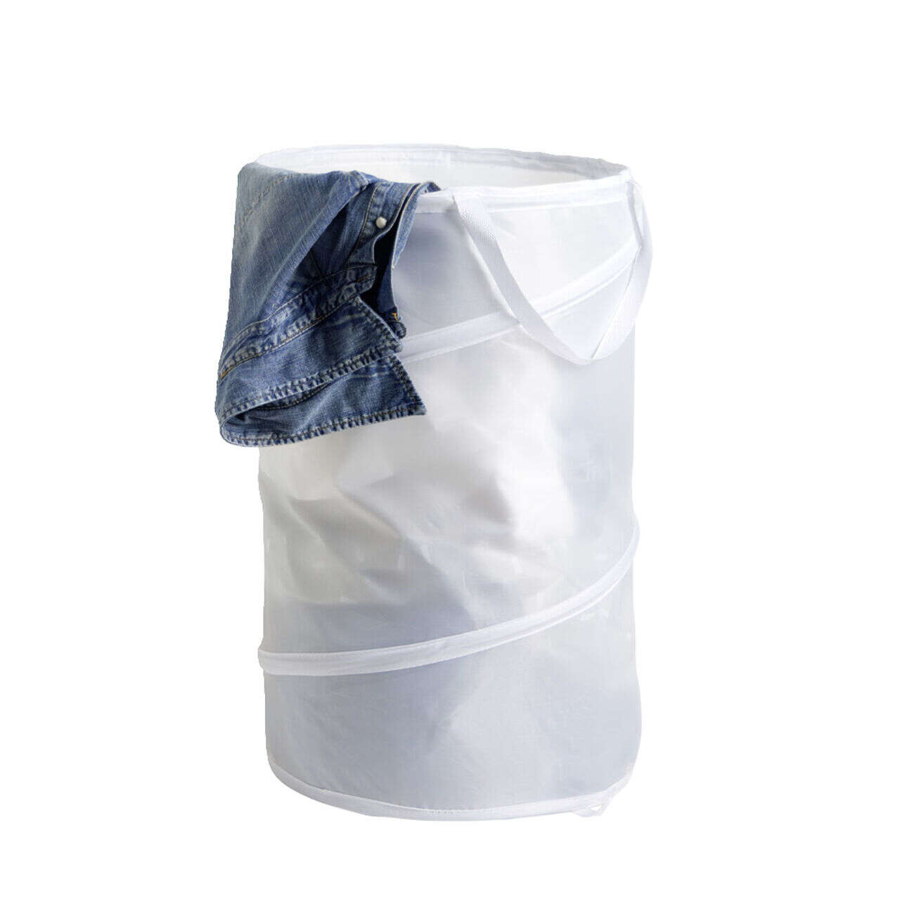 Panier à linge pliable blanc Ø37xH59cm