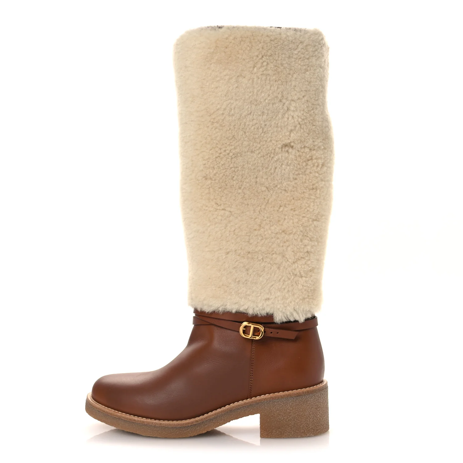 Calfskin Shearling D-Furious Boots 40.5 Dark Tan