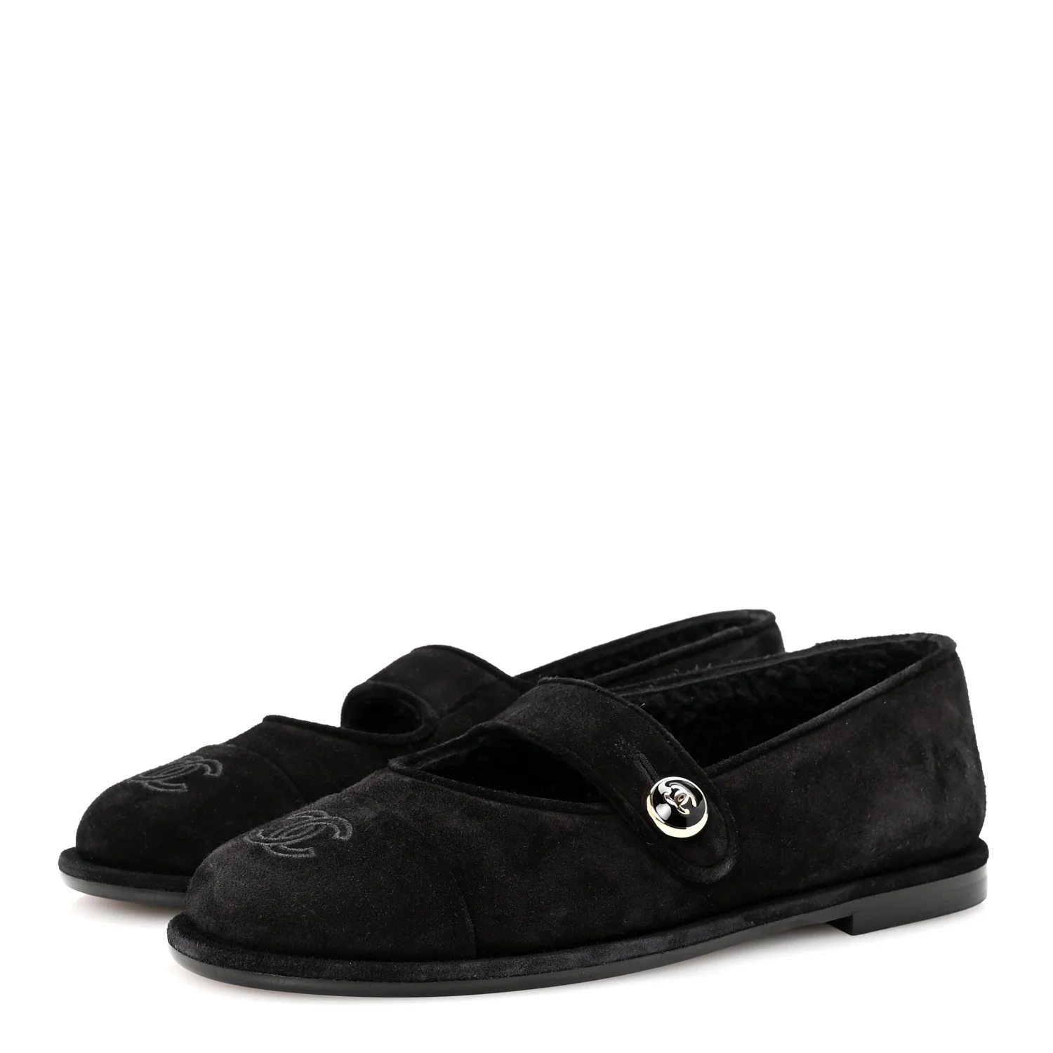 Suede Cap Toe CC Mary Jane Flats 37 Black