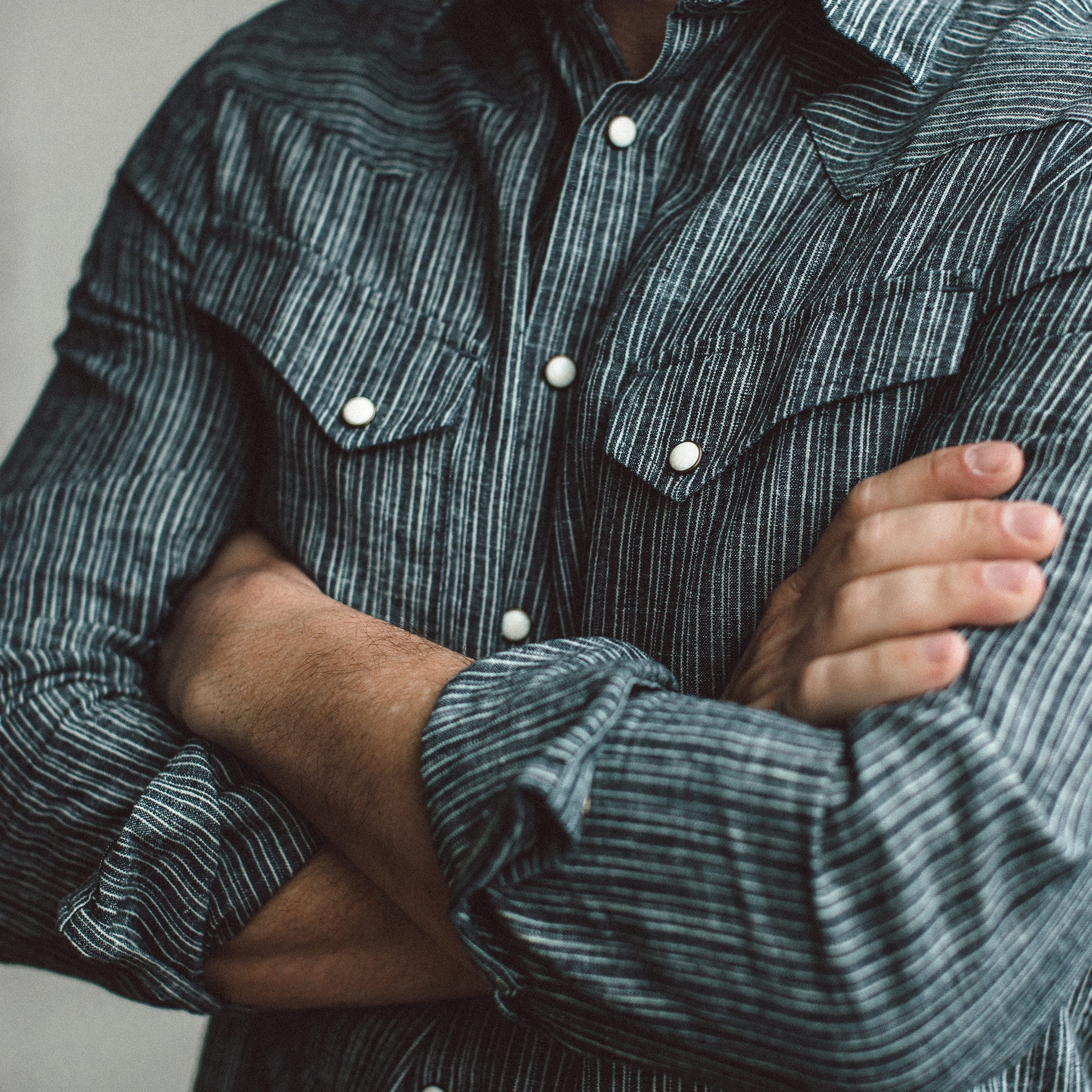 Chemise western en chambray à rayures de chanvre
