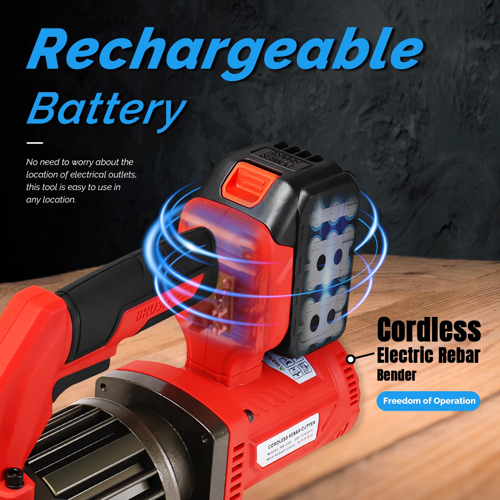 Cordless Rebar Bender,Electric Hydraulic Rebar Bending Maching,Bending up to 1Inch 25mm #8 Rebar,Bending Angle 0-130 Degrees,Rechargeable Portable Handheld Rebar Bender Machine