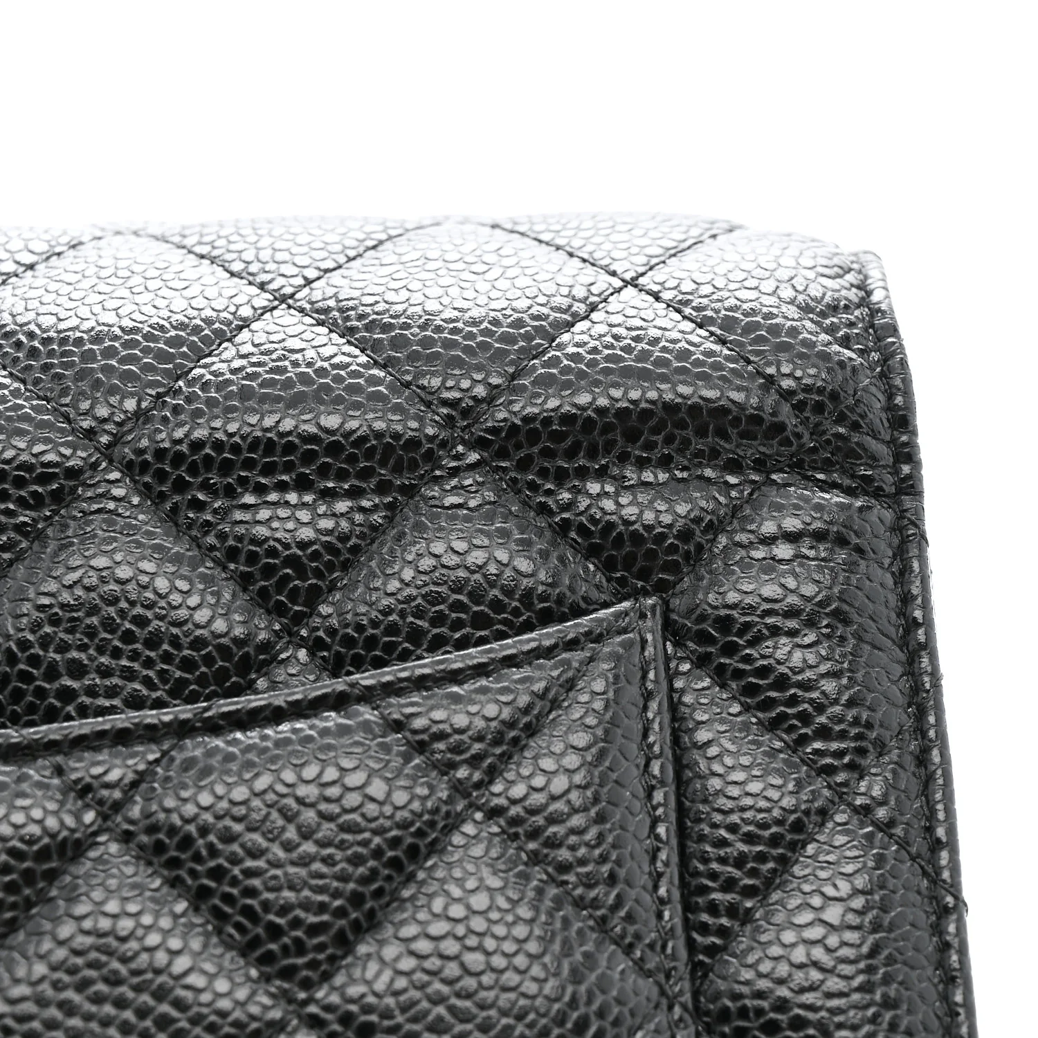 Caviar Quilted Wallet on Chain WOC Black