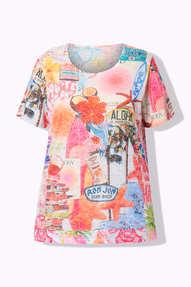 T-shirt, comfortable fit, beach, rhinestones