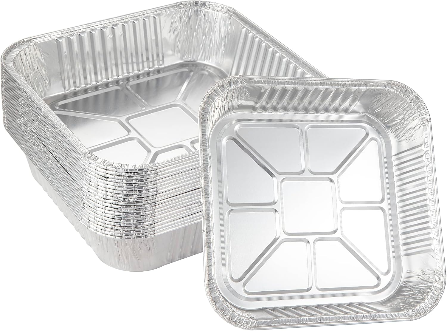 20 Pack Disposable Aluminum Pans with Clear Lids, 8x8 Foil Baking Pan