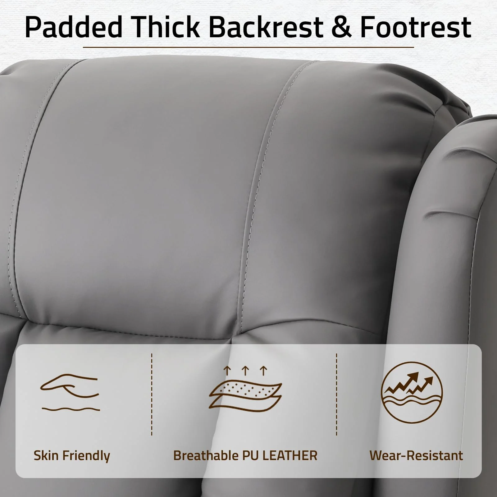 AECOJOY Recliner Chair with Massage and Heat, 360° Swivel Rocking, Grey