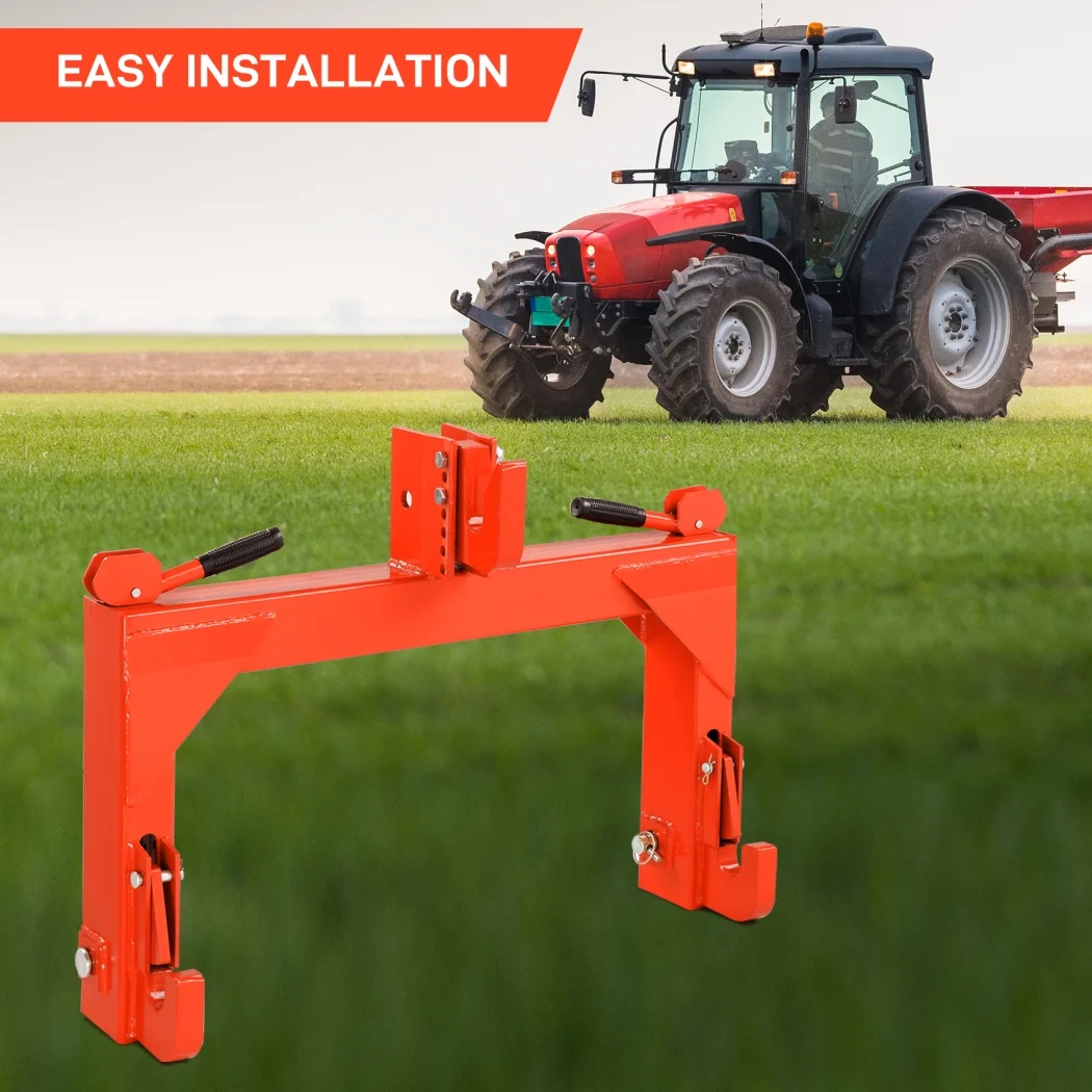 3 Point Quick Hitch, 3000 lbs 3-Pt Attachments Adaptation to Category 1 2 Tractor with 5 Level Adjustable Bolt (Orange)(Orange) - Image 6