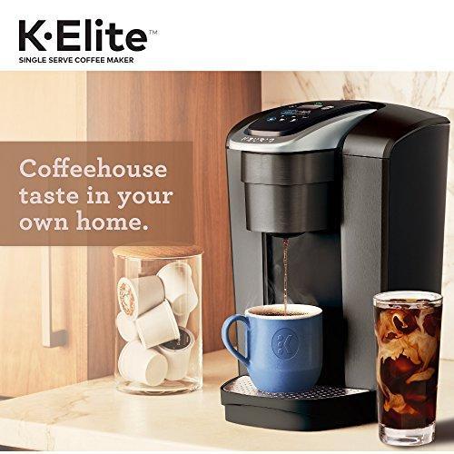 Cafetière Keurig K Elite, machine à café à dosettes K-Cup individuelles, avec possibilité de préparer du café glacé, finition ardoise brossée