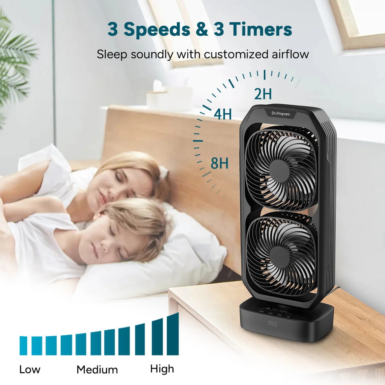 16 inch Dual Oscillating Tower Fan