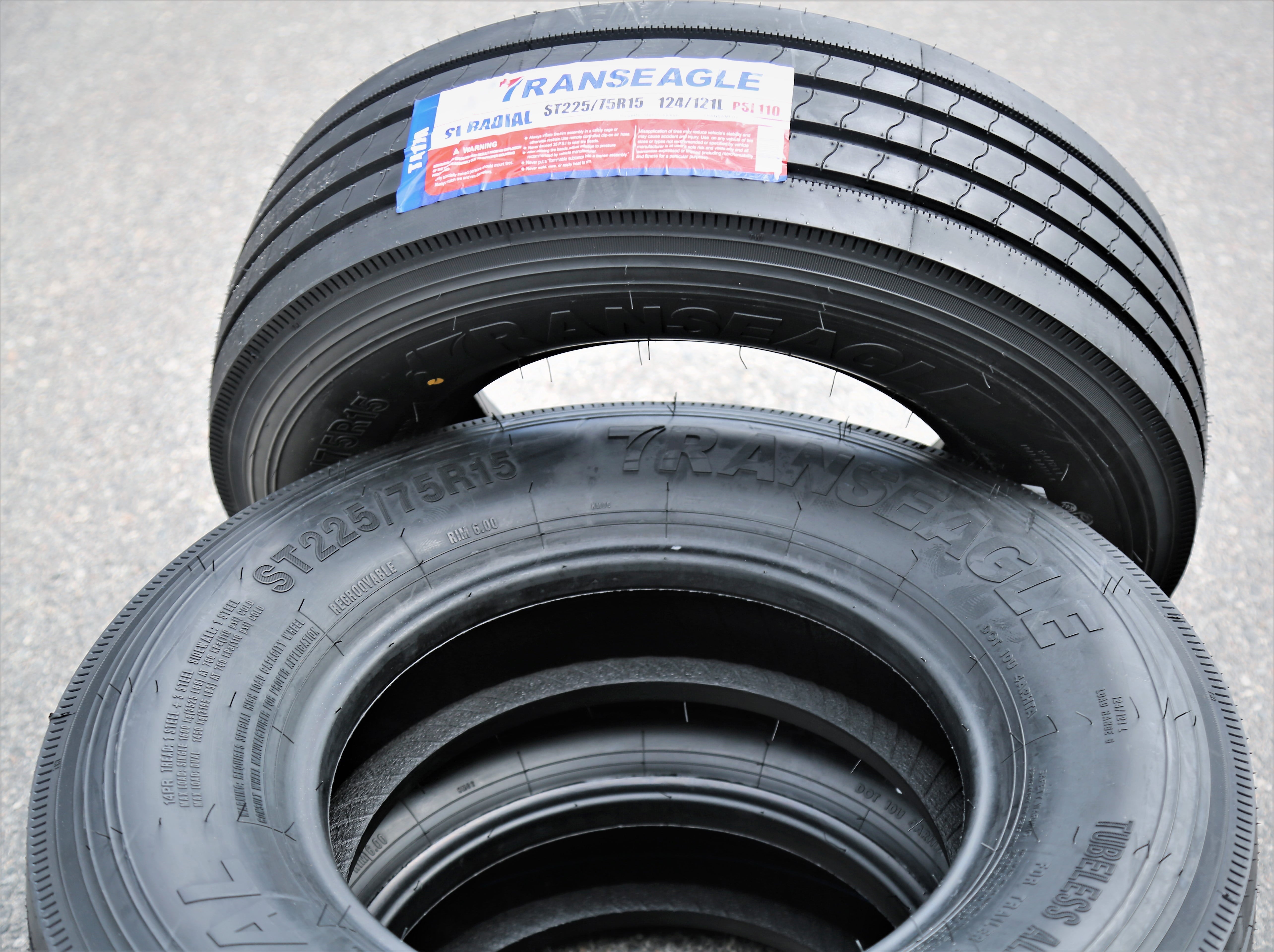 Ensemble de 4 (QUATRE) pneus de remorque Transeagle All Steel ST Radial ST 225/75R15 indice de charge G (14 plis)