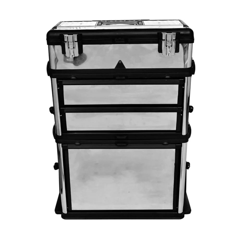 vidaXL 22.2 Stainless Steel Rolling Tool Boxes and Organizers with 2 Wheels Multicolor