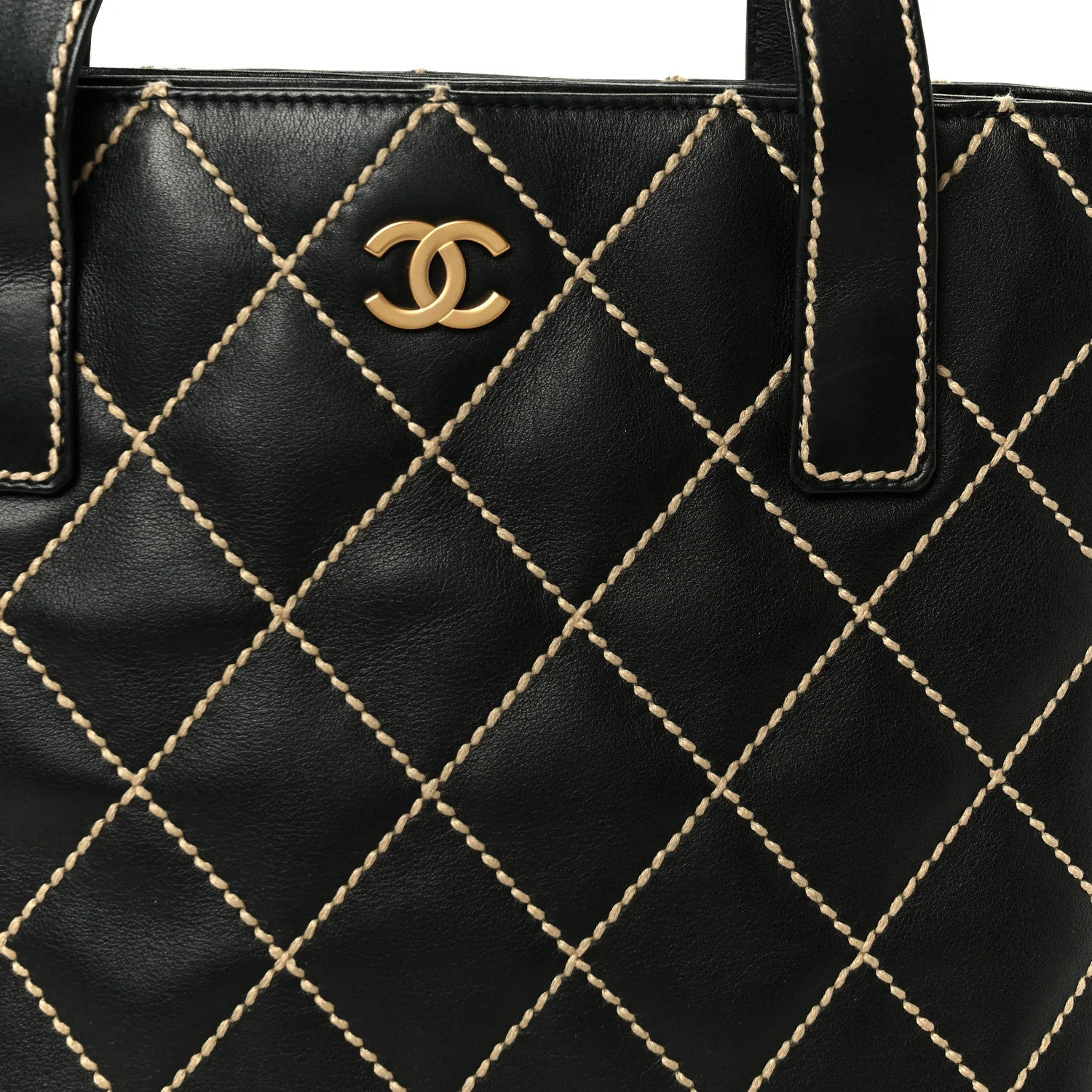 Calfskin Wild Stitch Tote Black