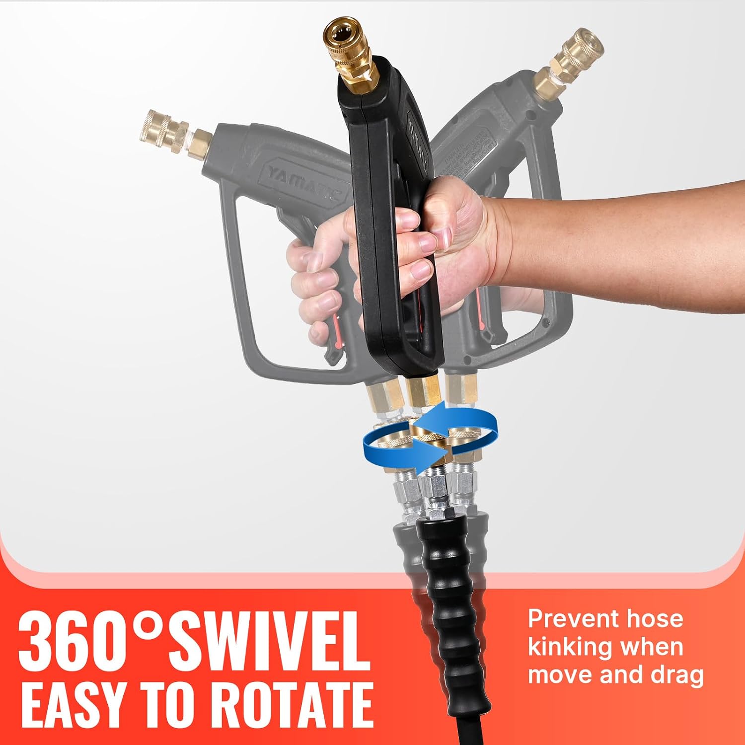 YAMATIC Pressure Washer Gun and 50 FT Rubber Hose Kit with Extension Wand